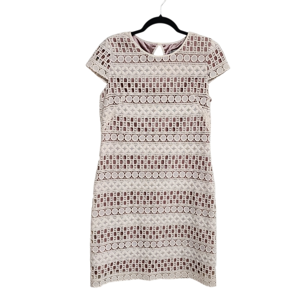 Eliza J Midi Dress 6 Cream Crocheted Lace Party Event Wedding Church Office NWT